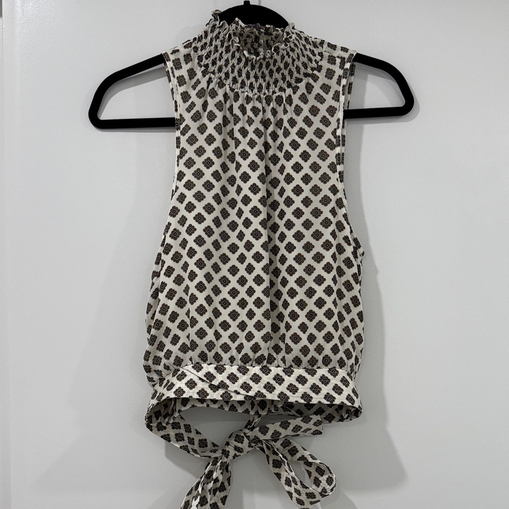 Cinq à Sept Black and Cream Geometric Blouse